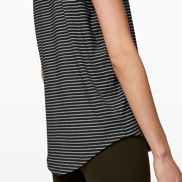 Lululemon Brunswick Muscle Tank Modern Stripe Heathered Black White - Picture 3 of 11